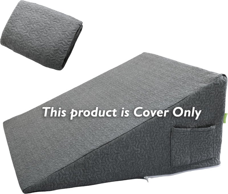 MEOVEN Wedge Pillow Cover for 25x24x12 Bed Wedge Pillow, Hypoallergenic Replacement Case Cover with Zipper & Pockets, Gray - Image 4